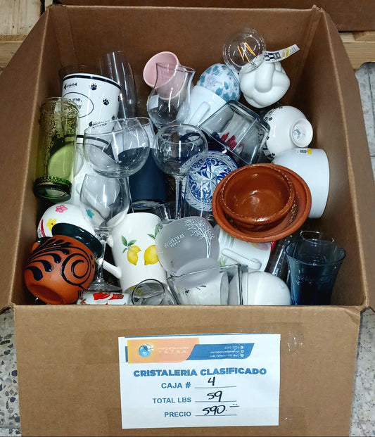 Caja #4 cristalería clasificada  americana usada