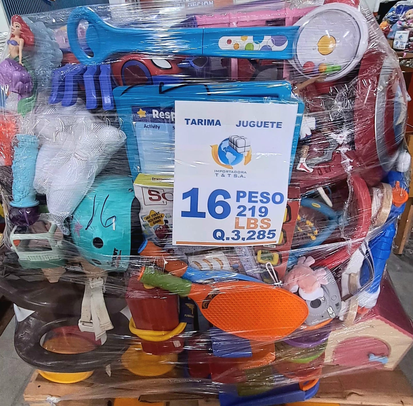 Tarima #16 juguete crudo limpio  americano usado