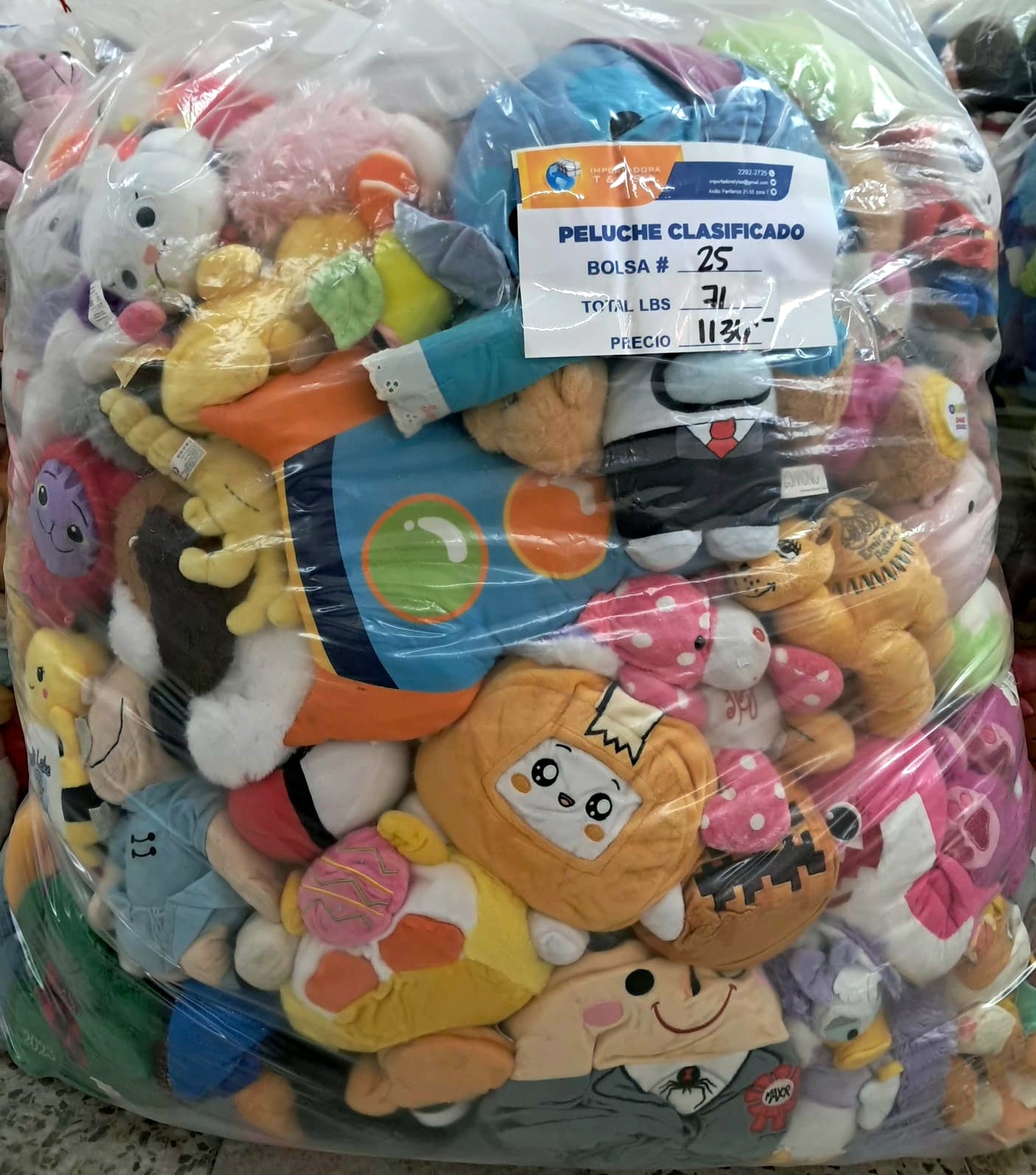 #25 Bolsa de  peluche clasificado americano usado