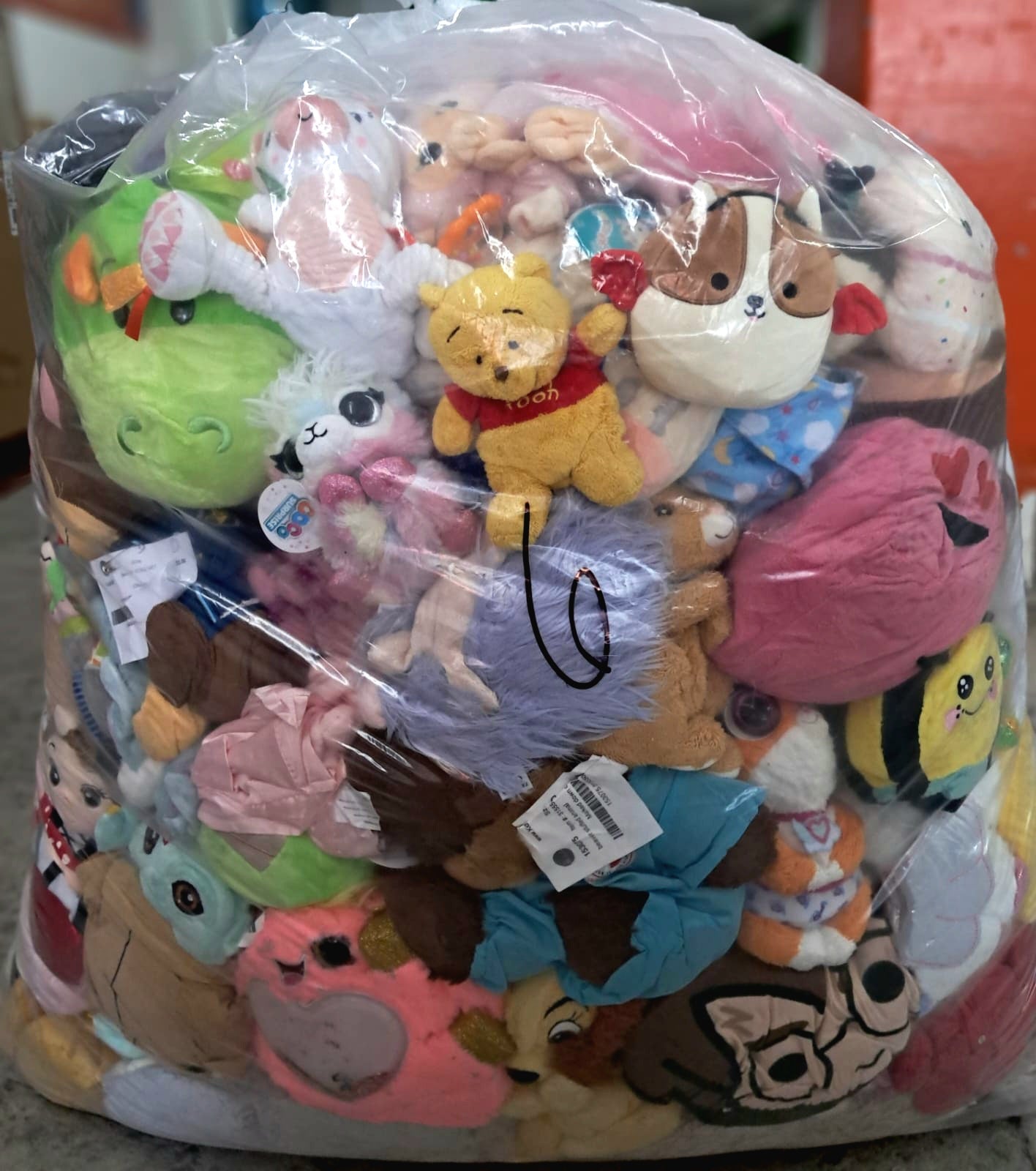 #6 Bolsa de peluche clasificado americano usado