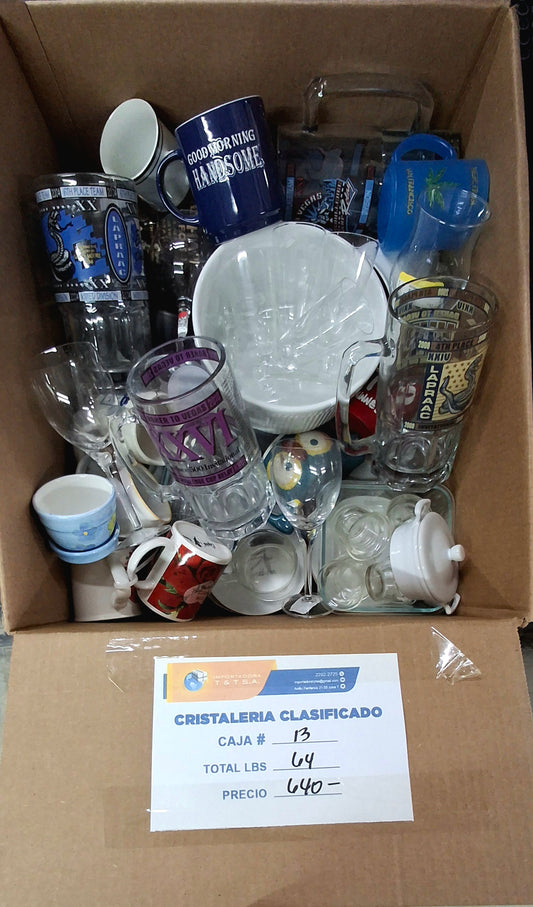 Caja #13 cristal clasificada americana usada.